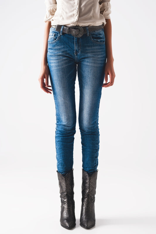 Skinny jeans in distressed blue - Denim