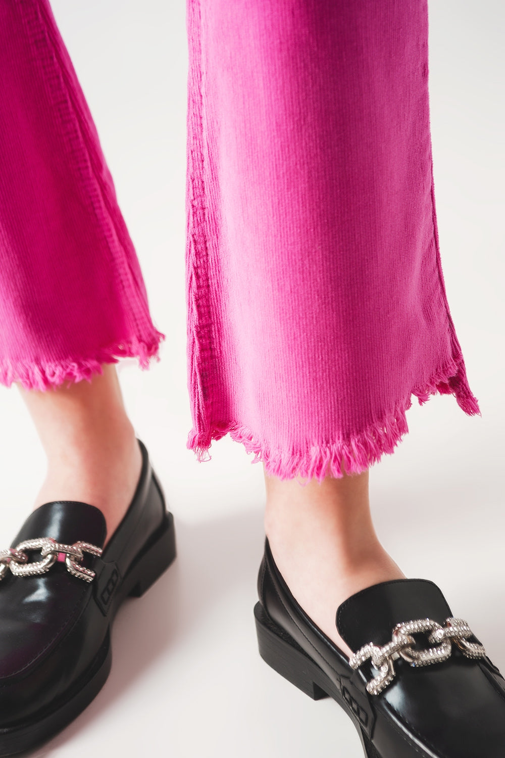 Flare corduroy pants in fucshia - Coloured Jeans