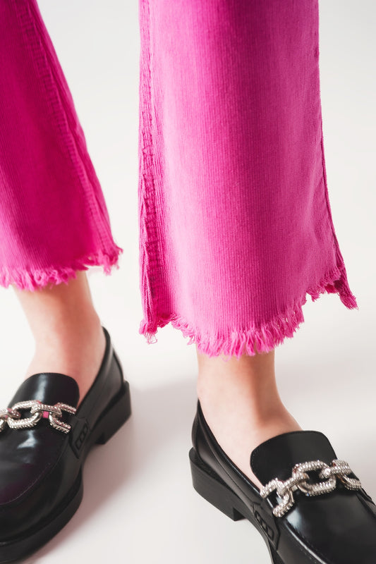 Flare corduroy pants in fucshia - Coloured Jeans