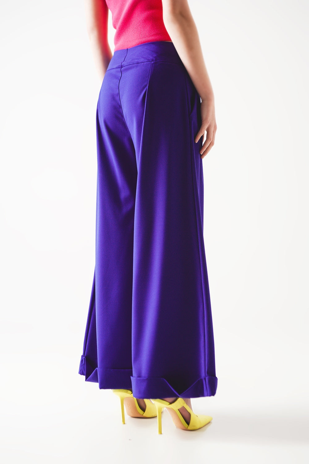 Pleated wide leg pants in purple - trousers
