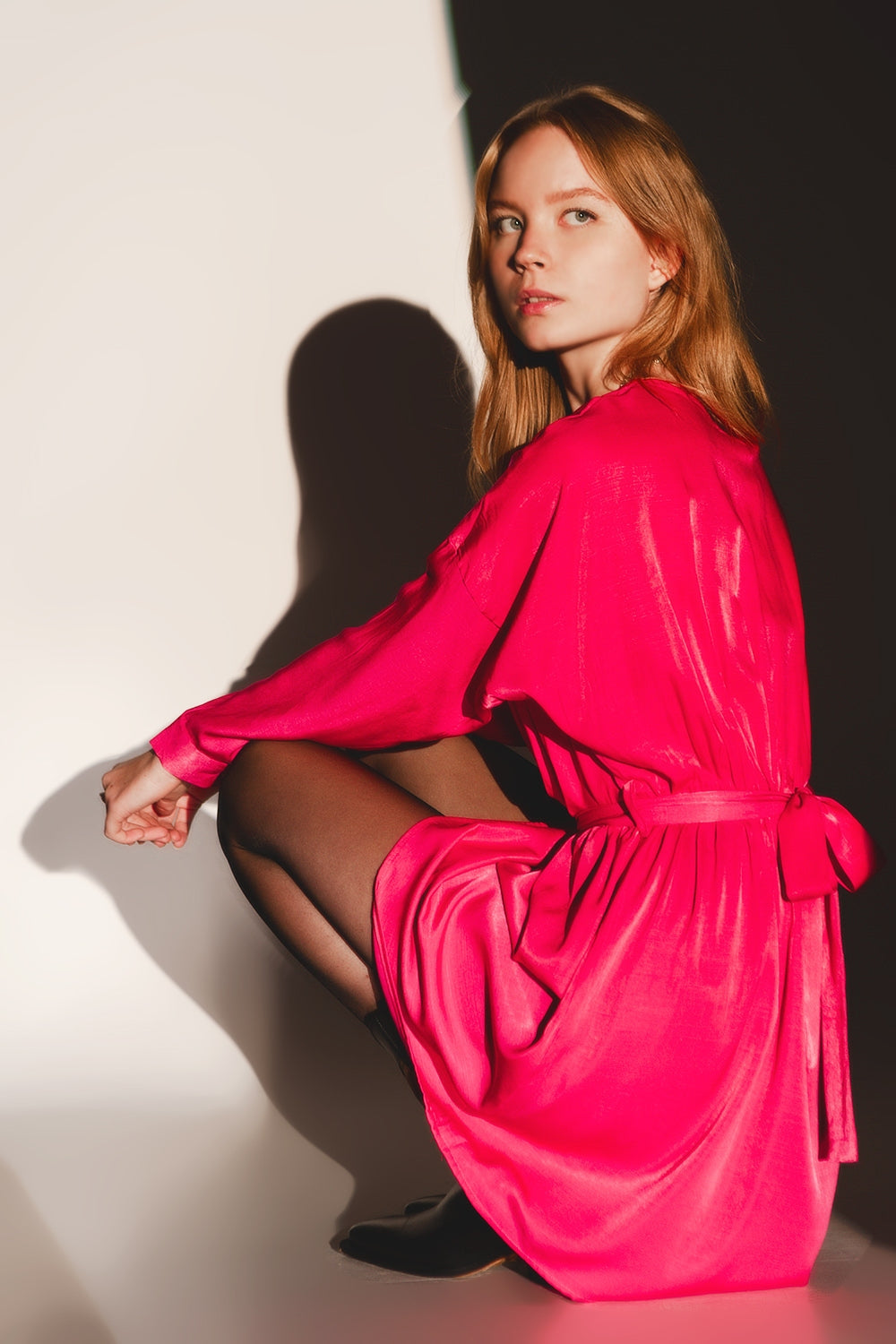 Satin mini dress in red - dress