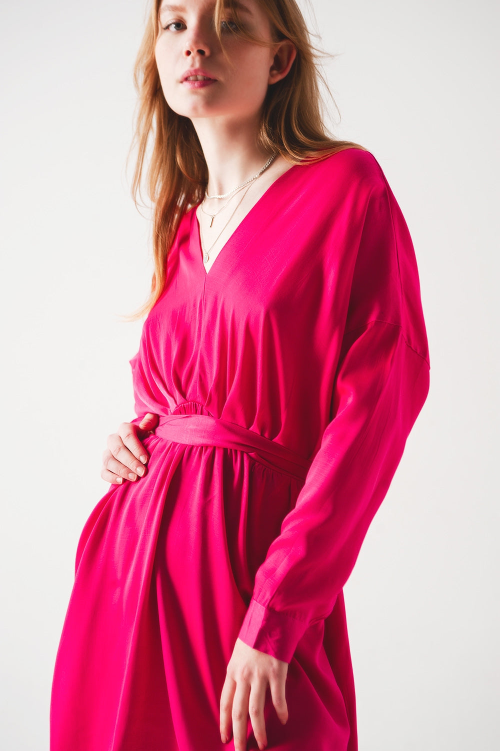 Satin mini dress in red - dress