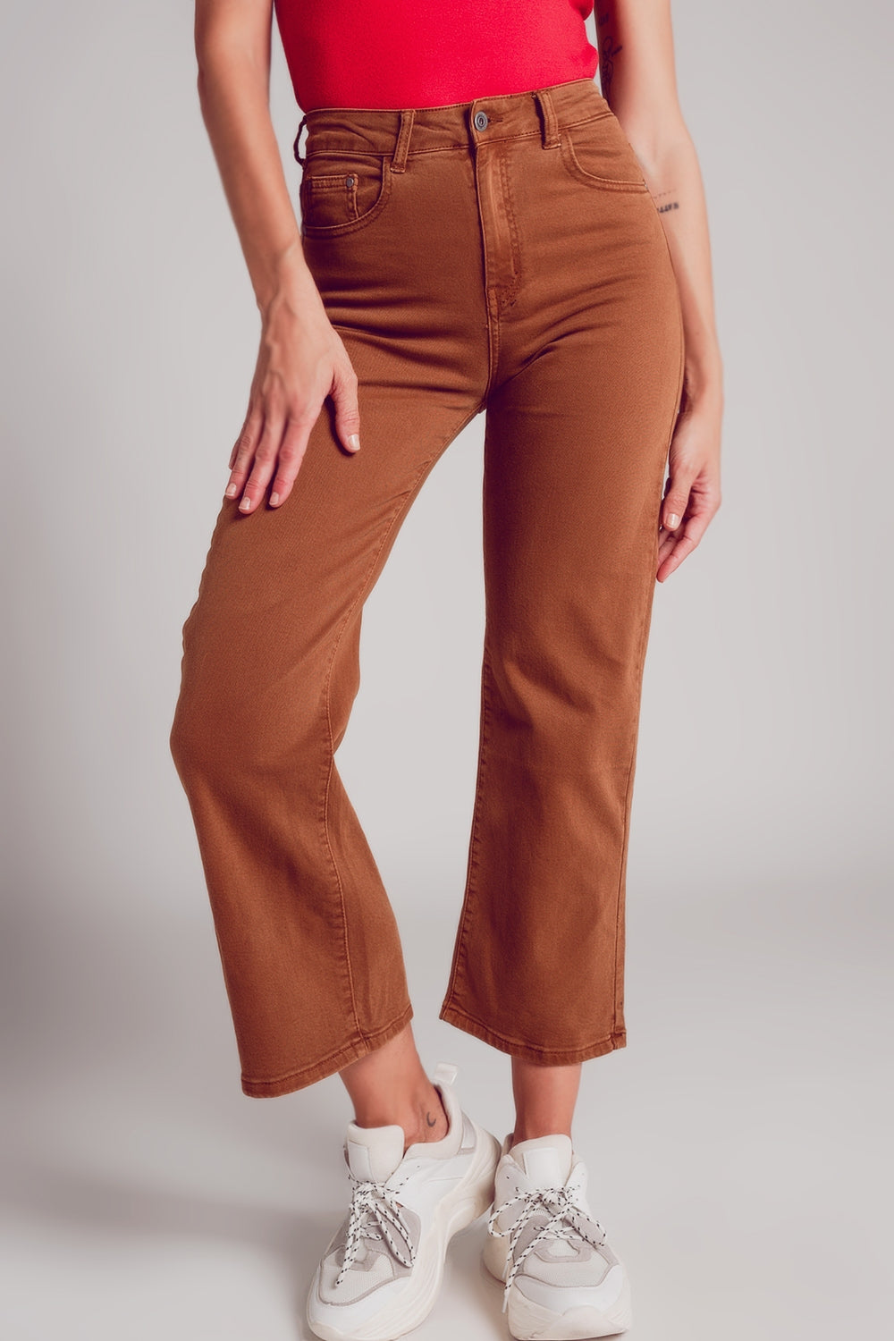 Wide leg jeans in camel brown - Coloured Jeans