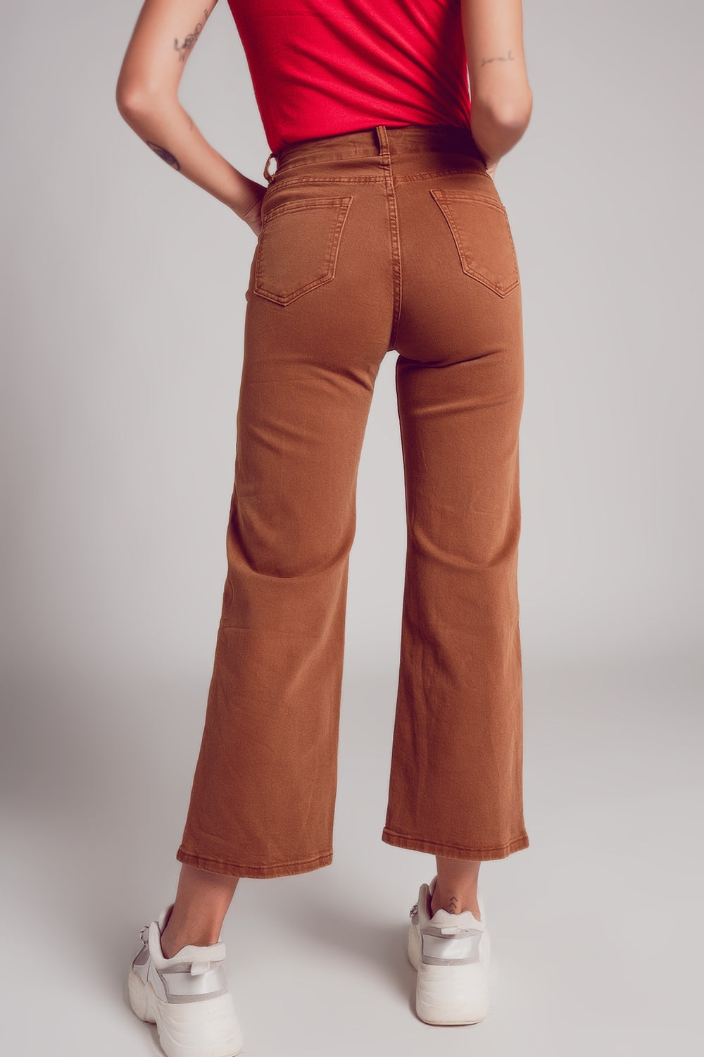 Wide leg jeans in camel brown - Coloured Jeans