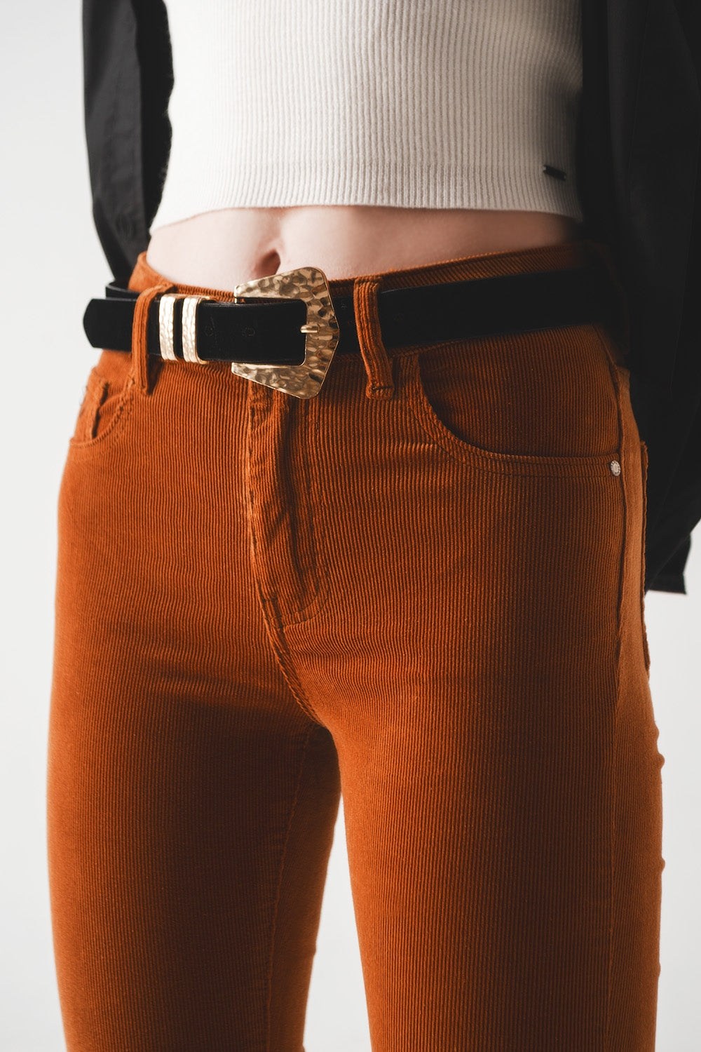 Cord flare in camel - trousers