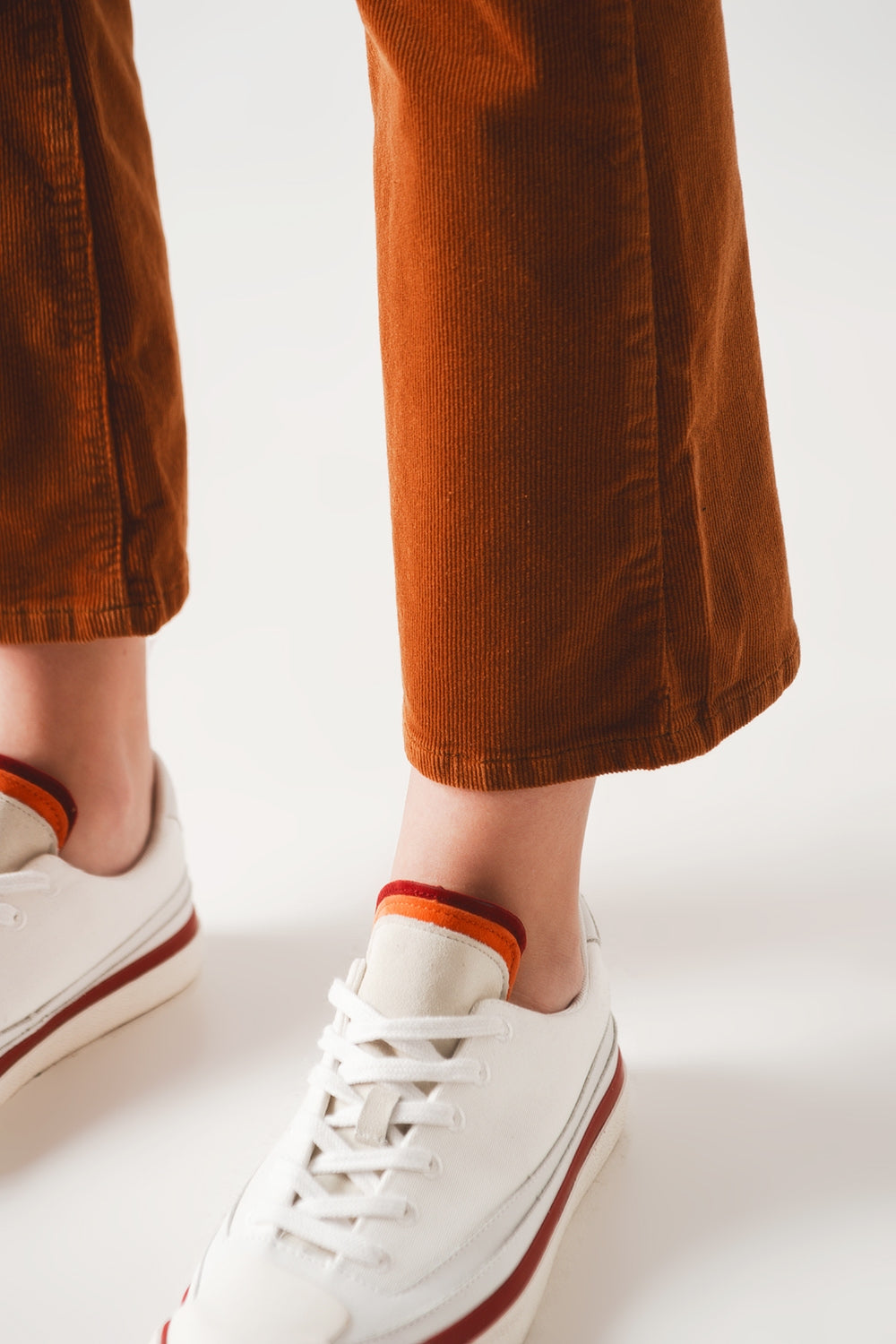 Cord flare in camel - trousers