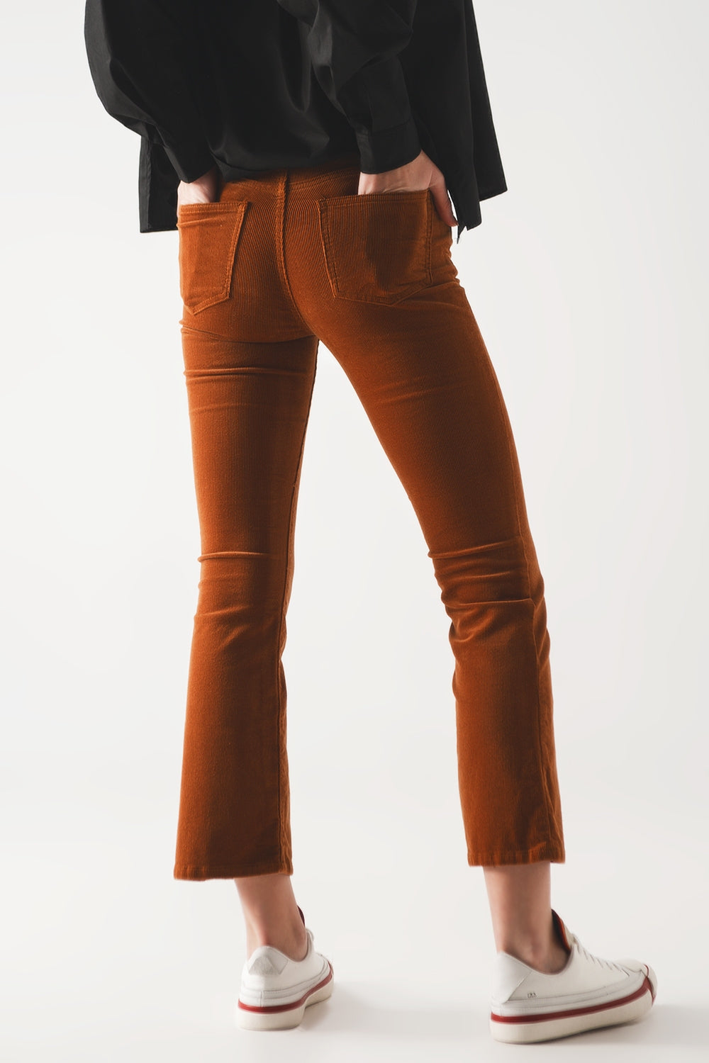 Cord flare in camel - trousers