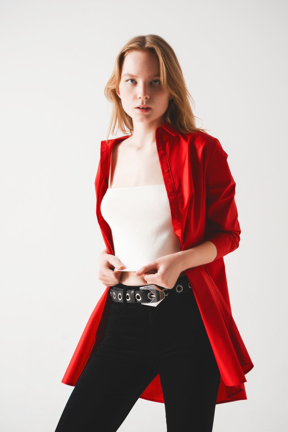 Chemise oversize rouge vif