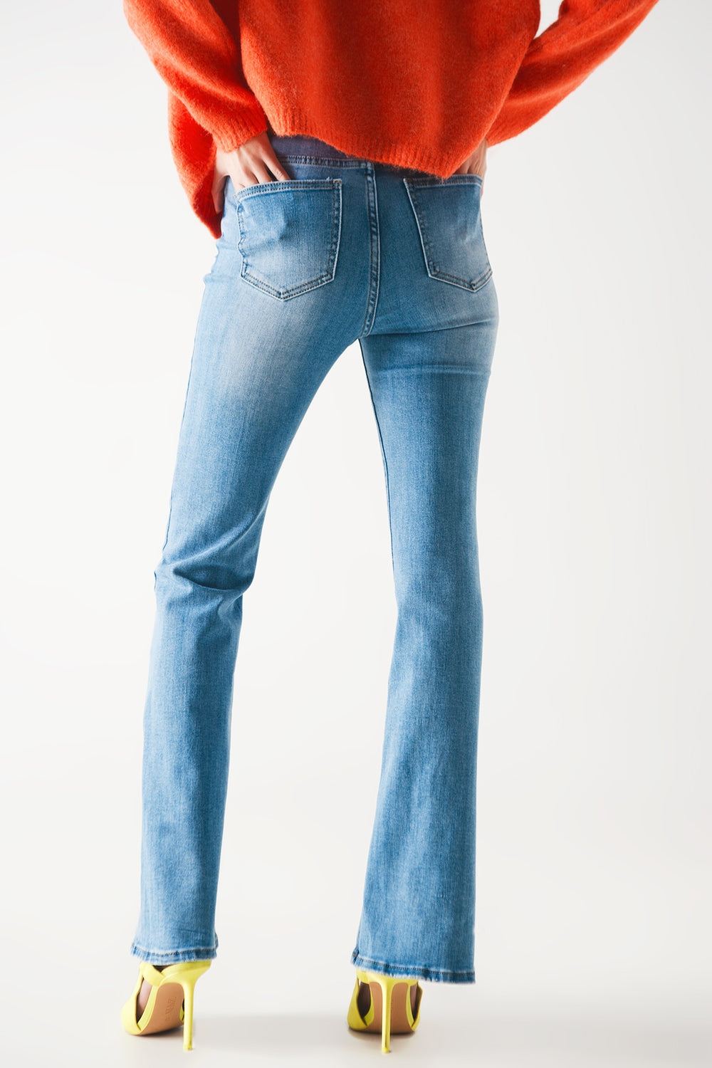 70s high flare jeans in light wash stretch - Denim