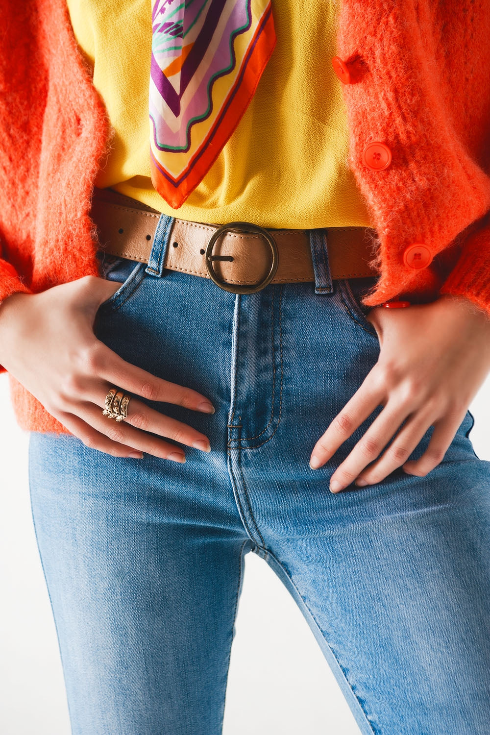 70s high flare jeans in light wash stretch - Denim