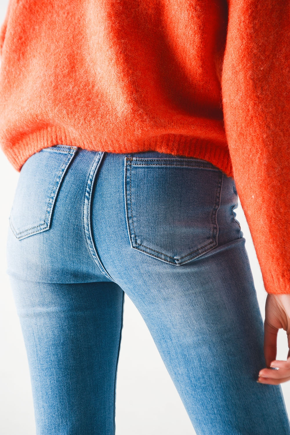 70s high flare jeans in light wash stretch - Denim