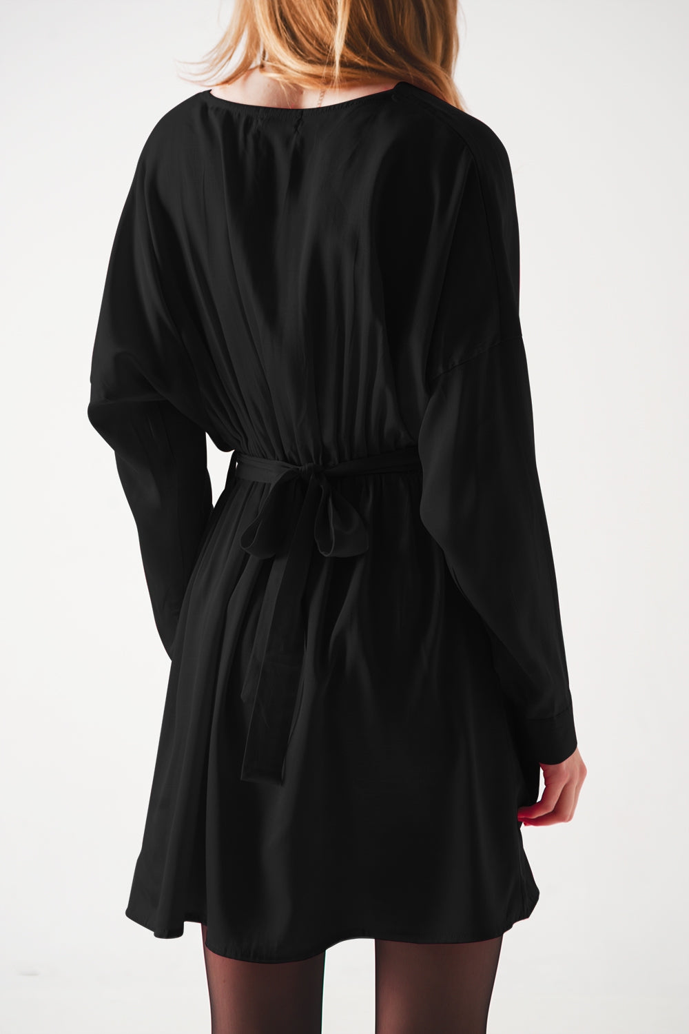Satin mini dress in black - dress