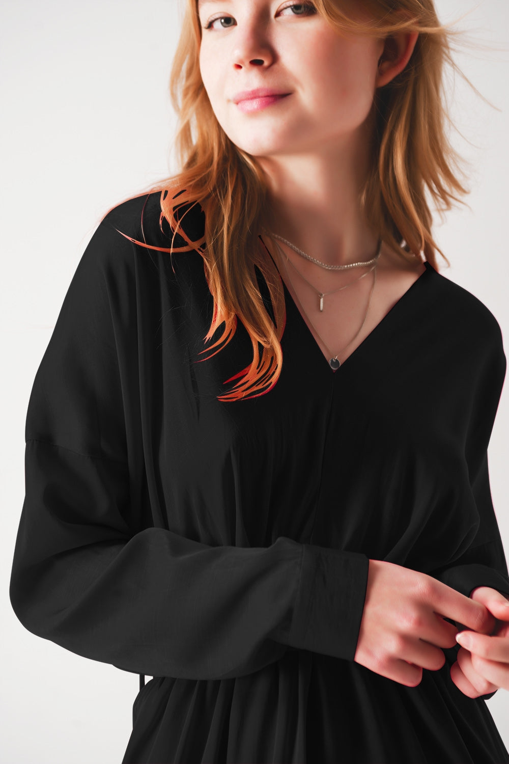 Satin mini dress in black - dress
