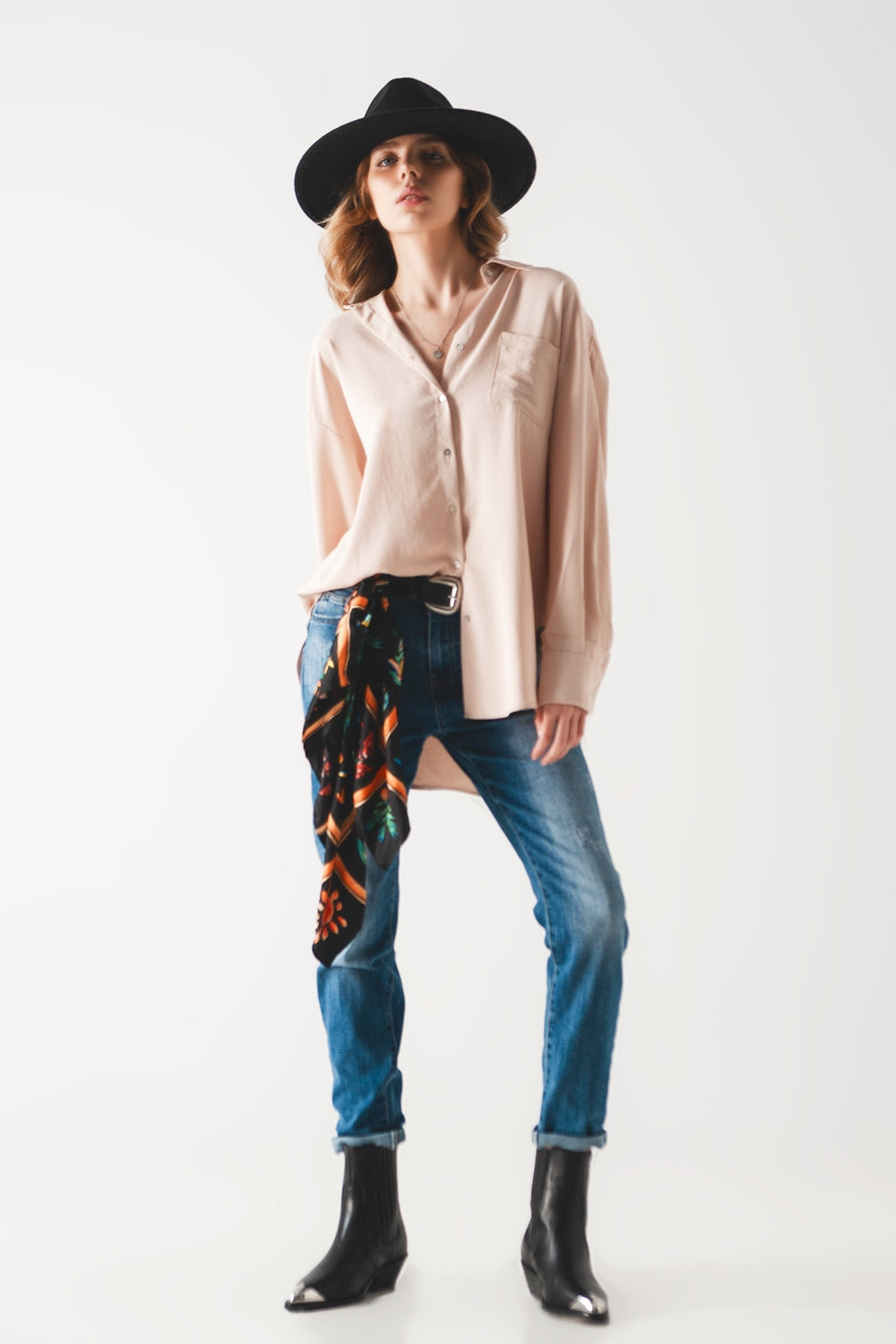 High rise cigarette jeans in midwash - Denim