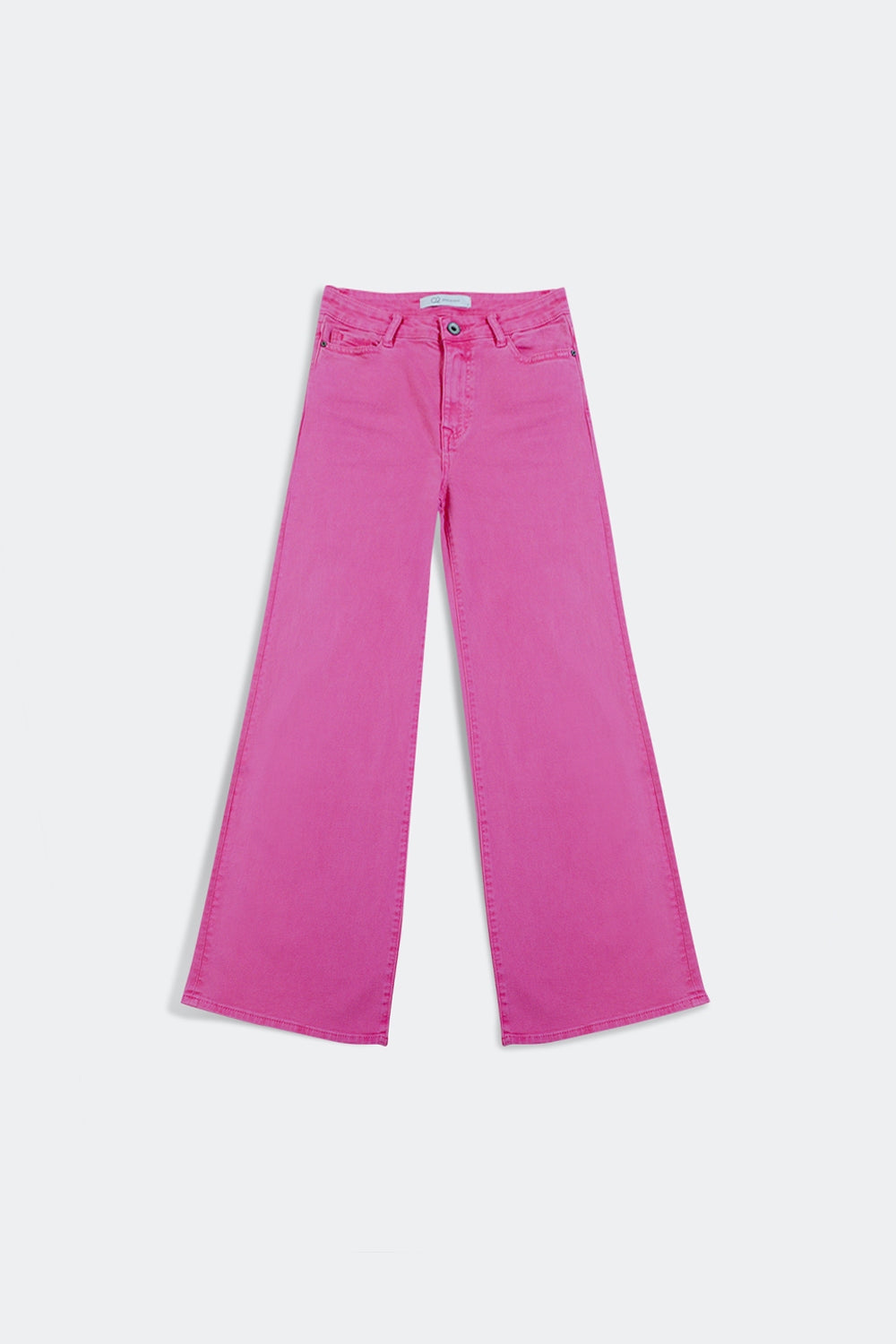 Cotton blend wide leg jeans in pink