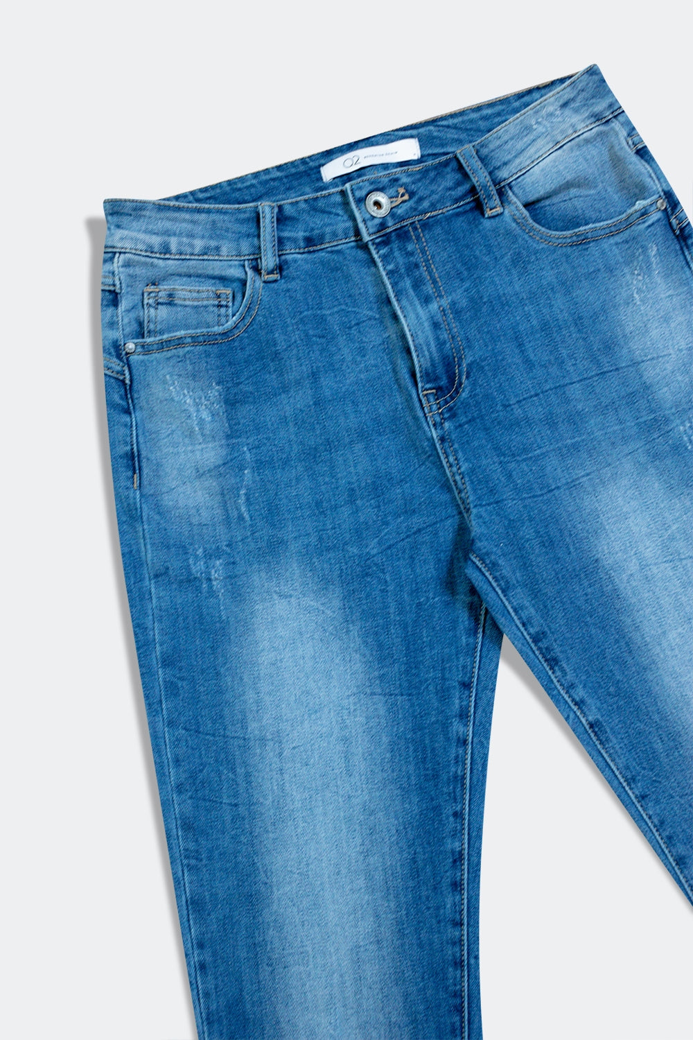 High rise cigarette jeans in midwash - Denim