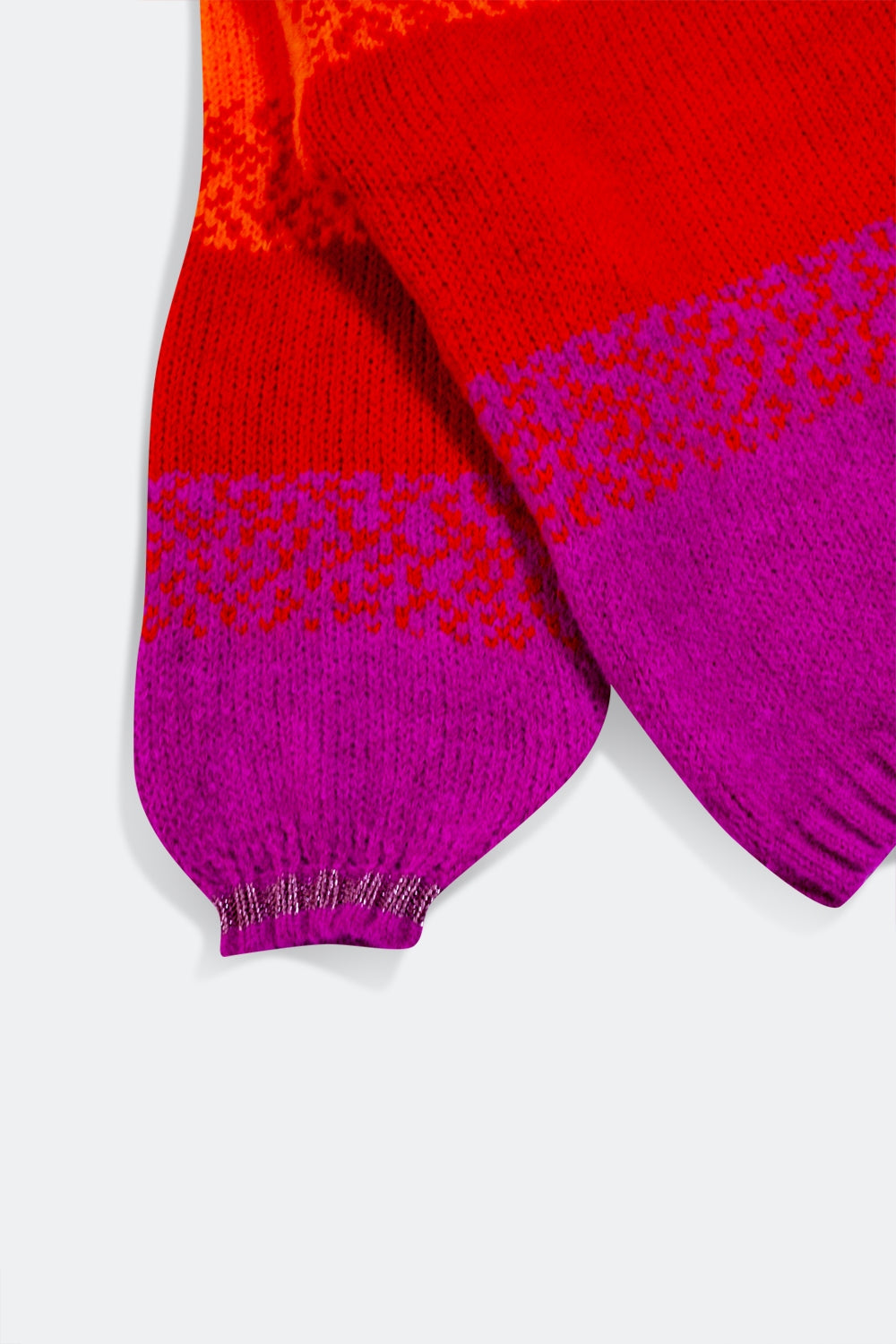 Orange knitted sweater with mélange stripes