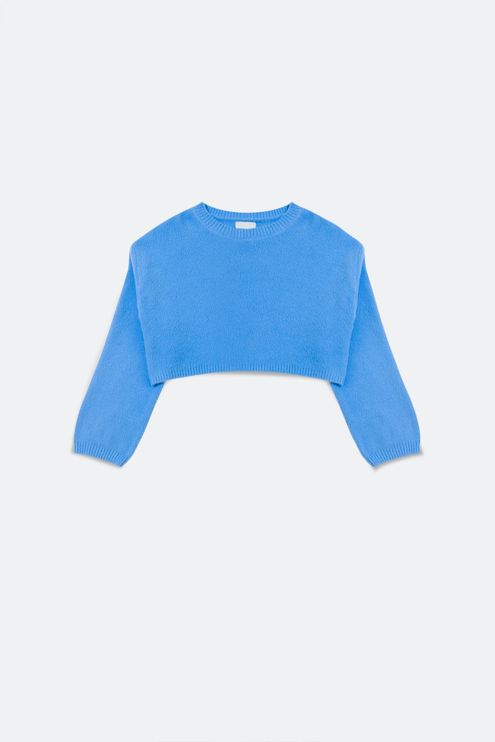 Fluffy cropped jumper in blue