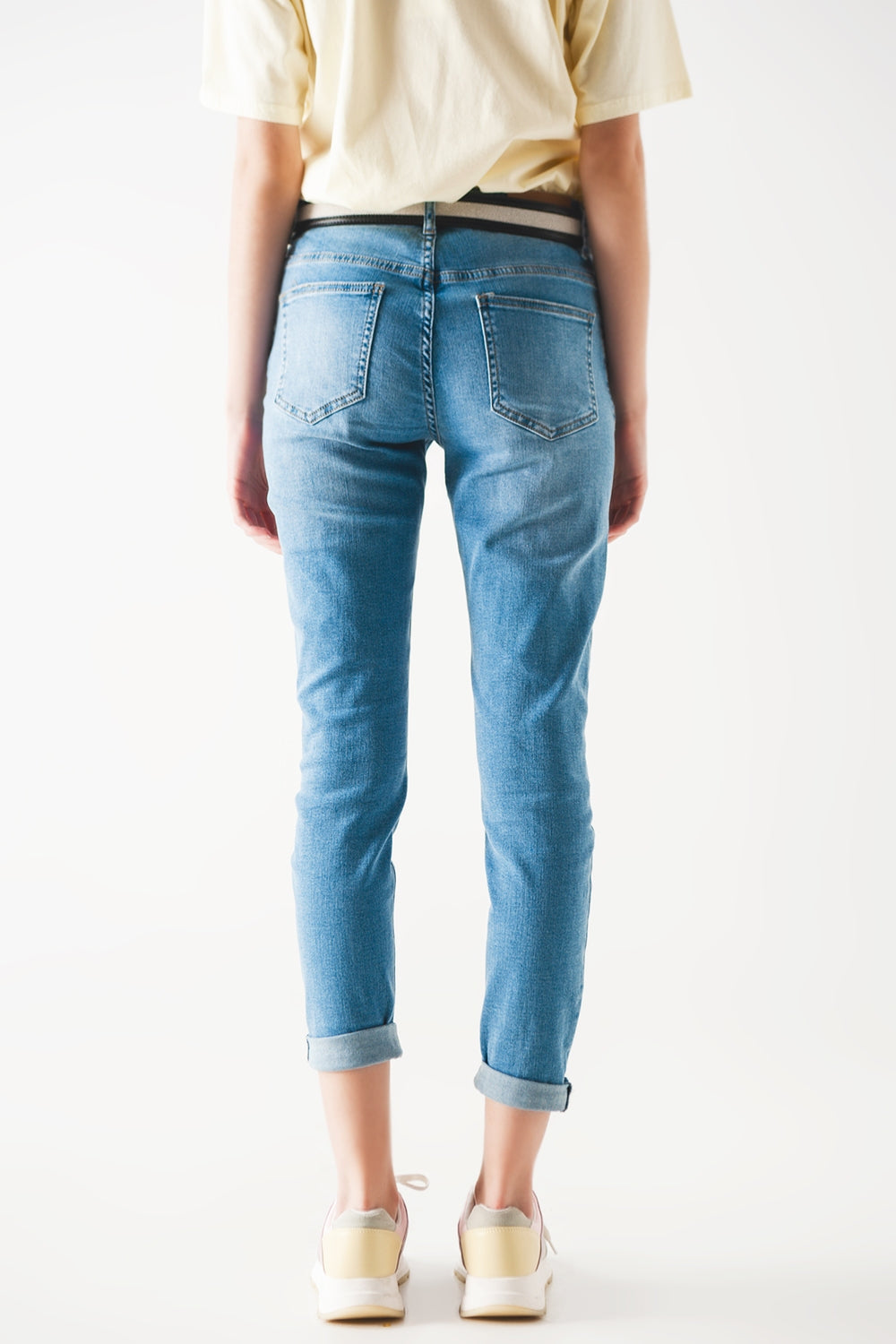 Mid blue rip straight jeans - Denim