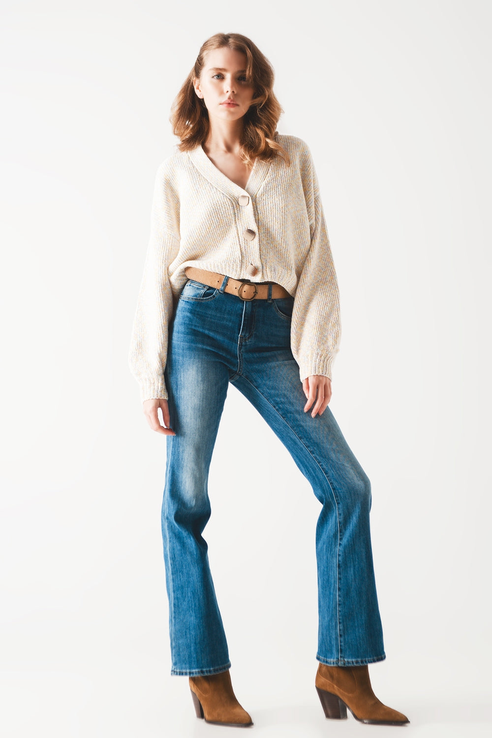 Bootcut flared high waisted jeans - Denim
