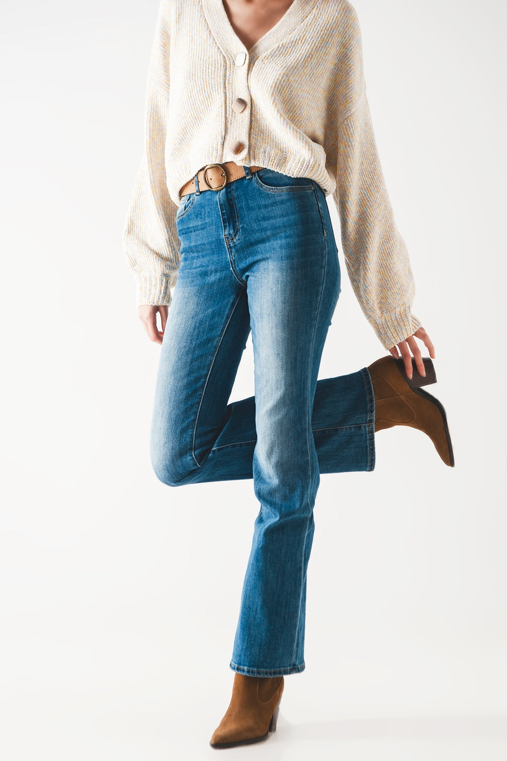 Bootcut flared high waisted jeans - Denim
