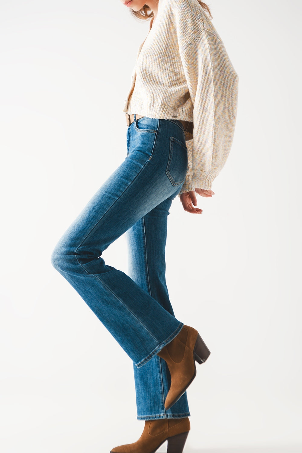 Bootcut flared high waisted jeans - Denim