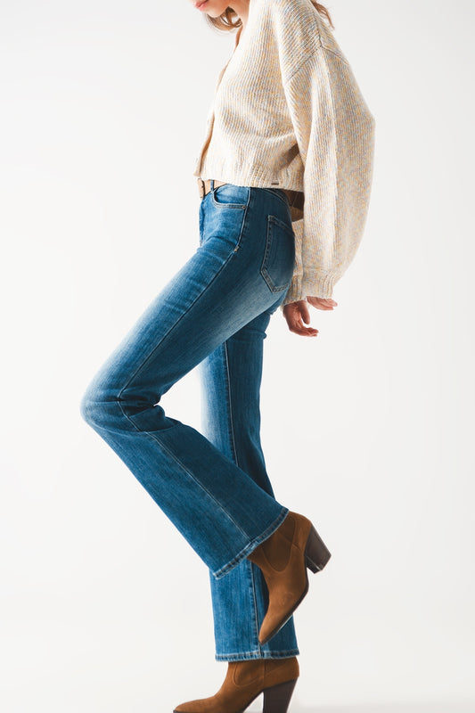 Bootcut flared high waisted jeans - Denim
