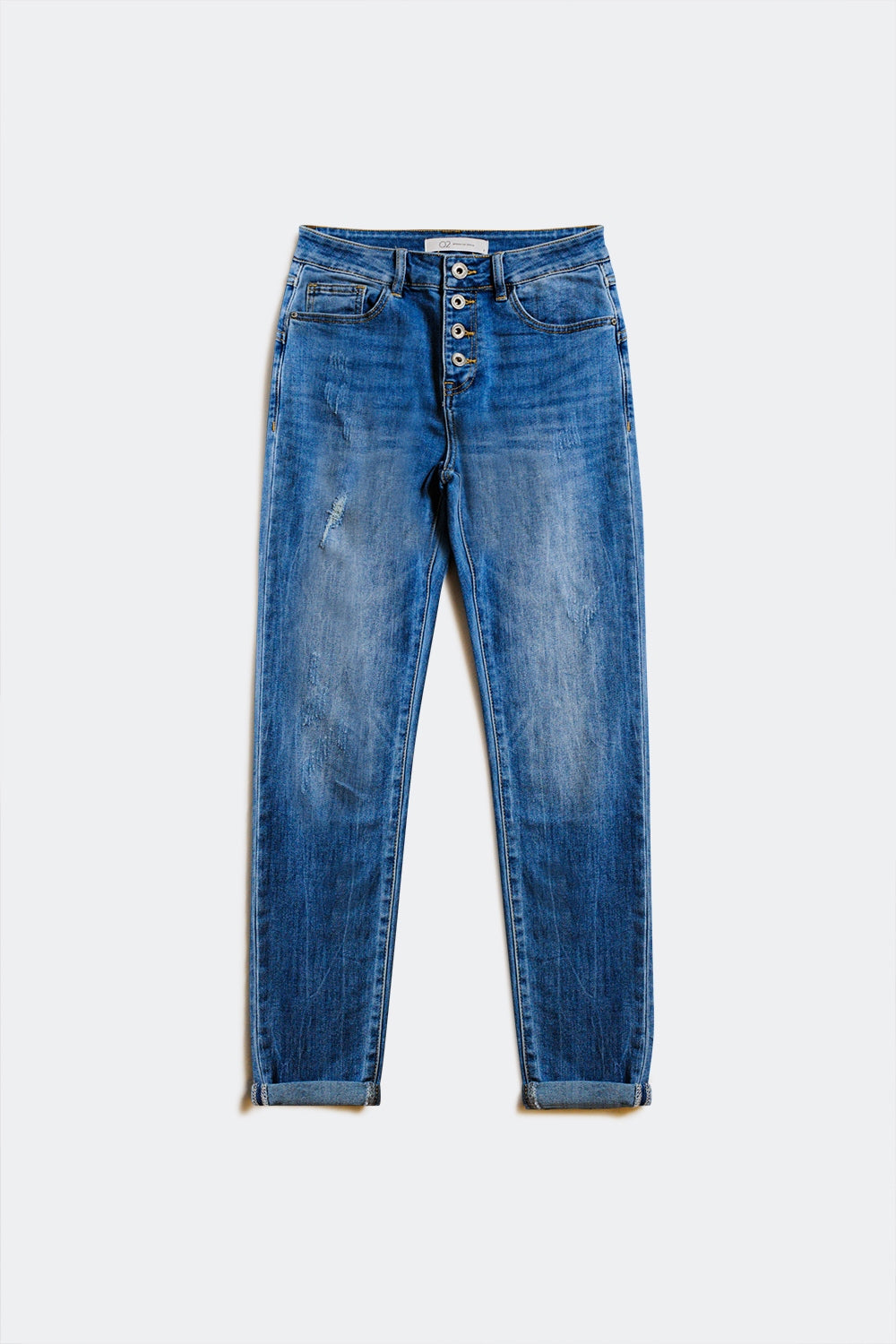 Button front straight jean - Denim