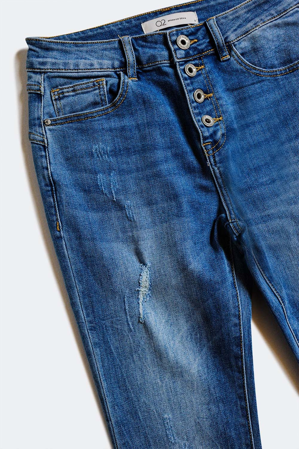 Button front straight jean - Denim