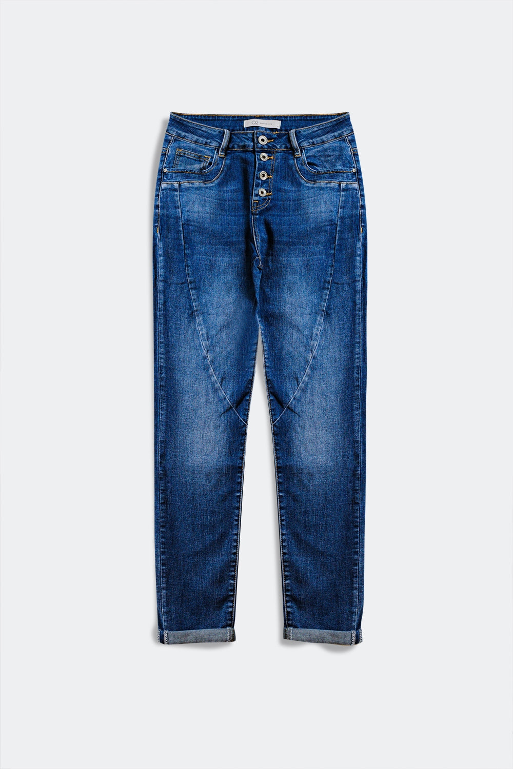 Jean with seam detail in dark wash blue - Denim