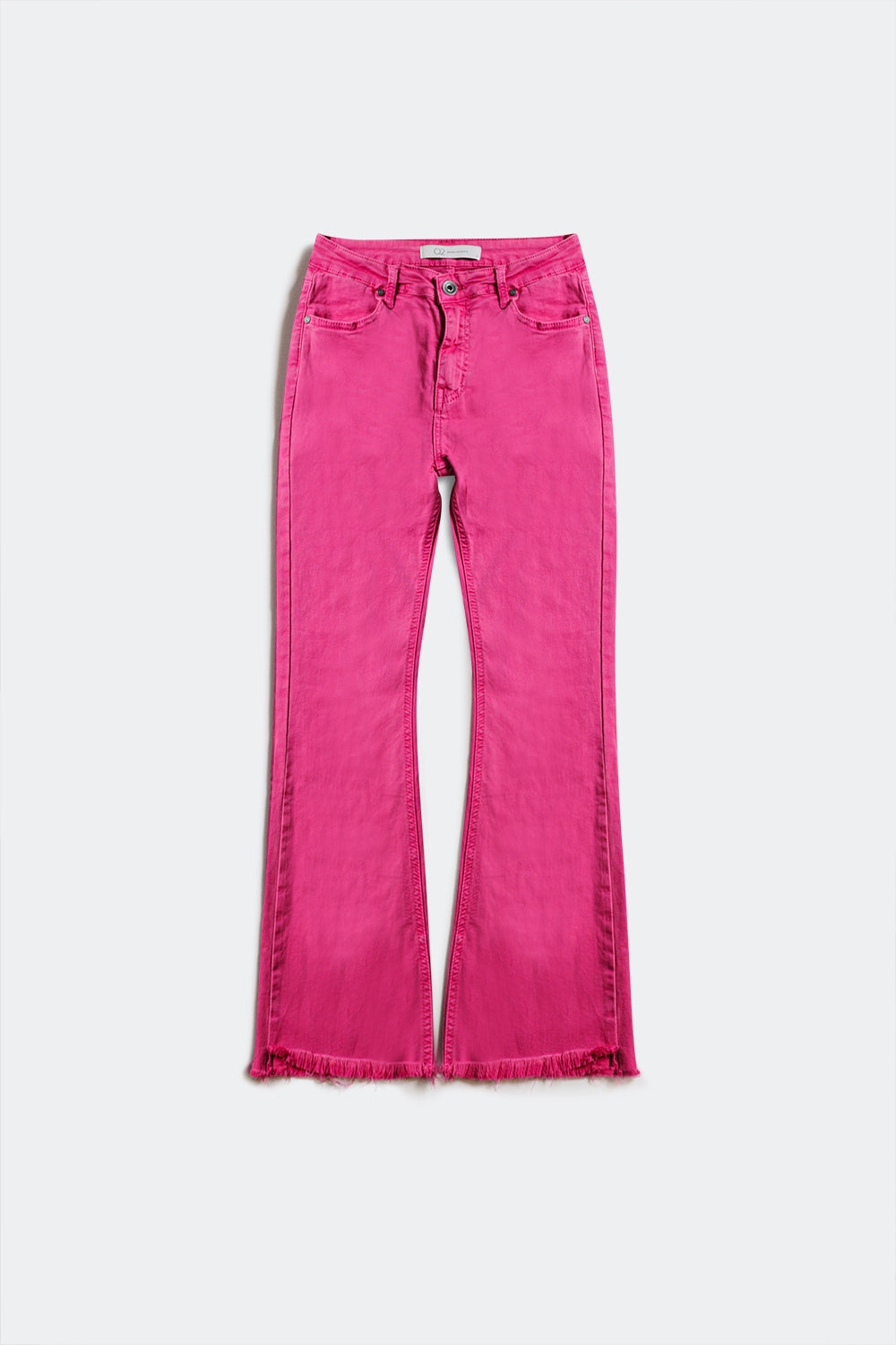 Flare jeans with raw hem edge in fuchsia - Coloured Jeans