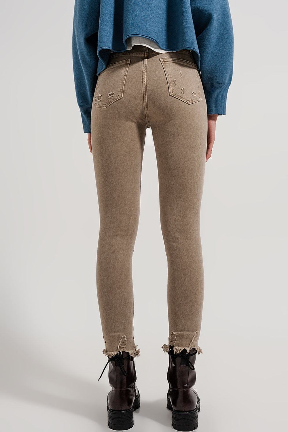 Raw hem skinny jeans in beige - Coloured Jeans