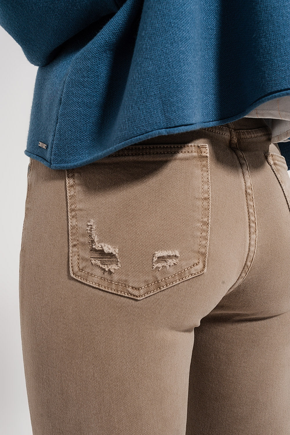 Raw hem skinny jeans in beige - Coloured Jeans