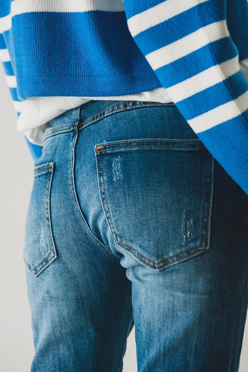 Button front straight jean - Denim