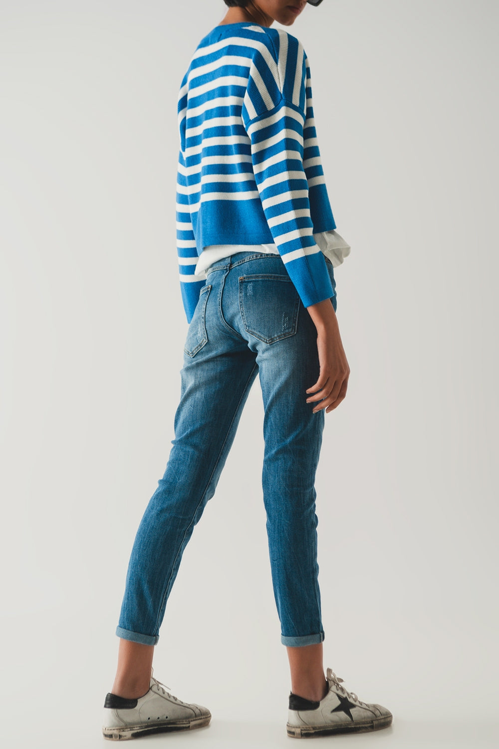 Button front straight jean - Denim