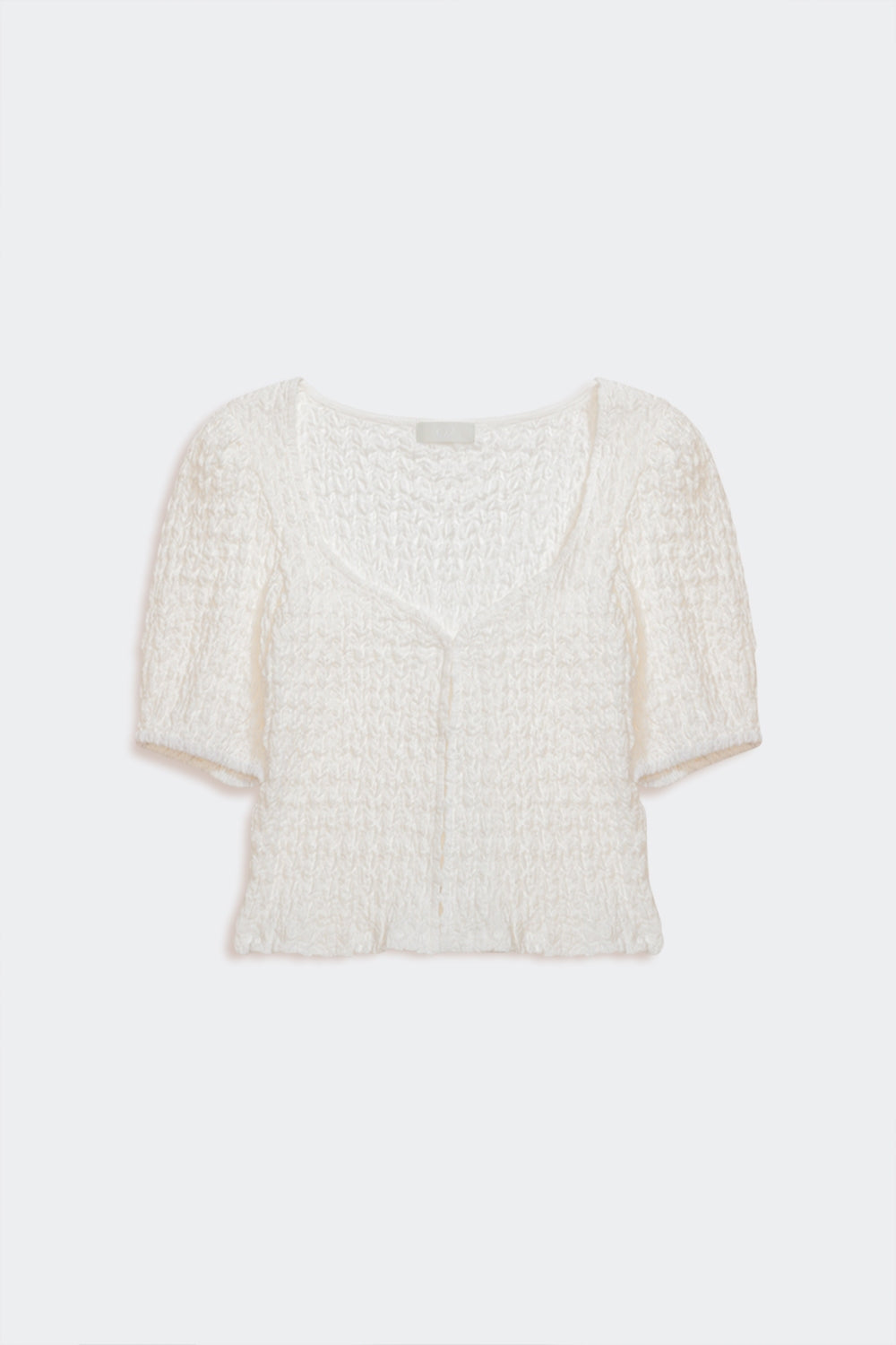 Top with balloon sleeves and hook-and-eye closure in white - Shirts, top
