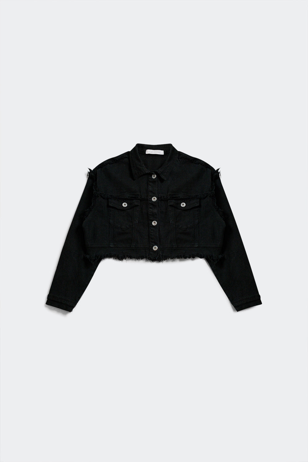 Cropped denim trucker jacket in black