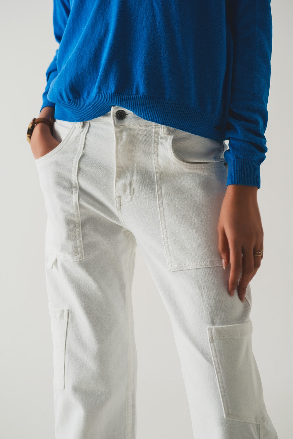 Cargo pants in white - Coloured Jeans