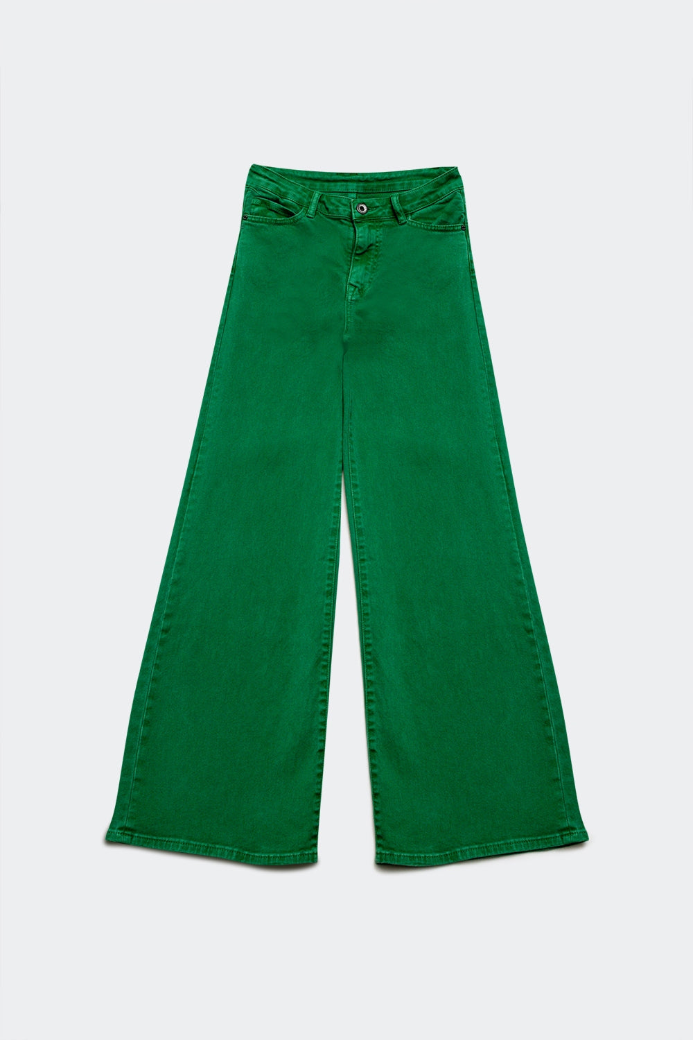 Cotton blend wide leg jeans in green - Coloured Jeans