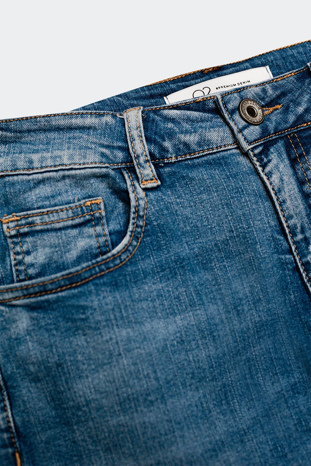 Cotton blend high waist wide leg jeans - Denim
