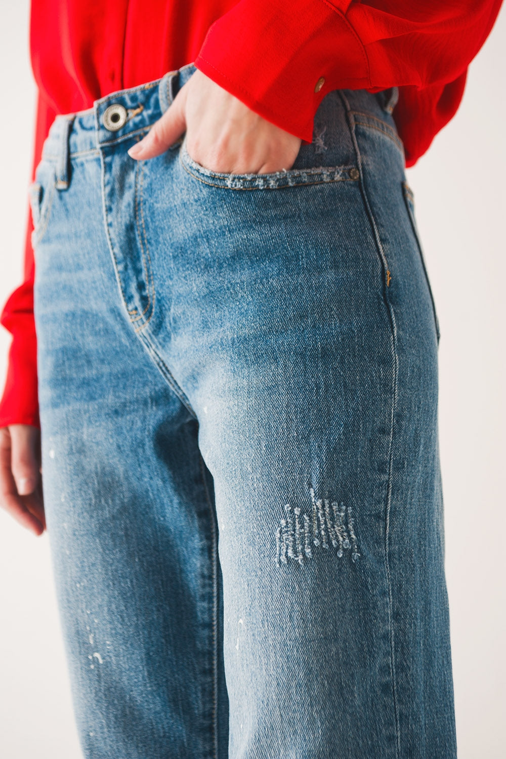 Bleach splatter mom jeans - Denim