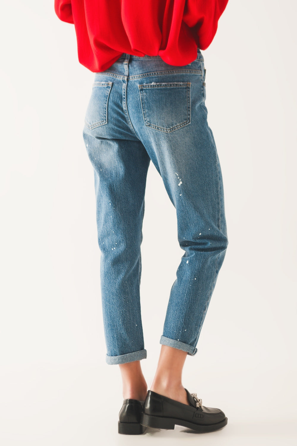 Bleach splatter mom jeans - Denim