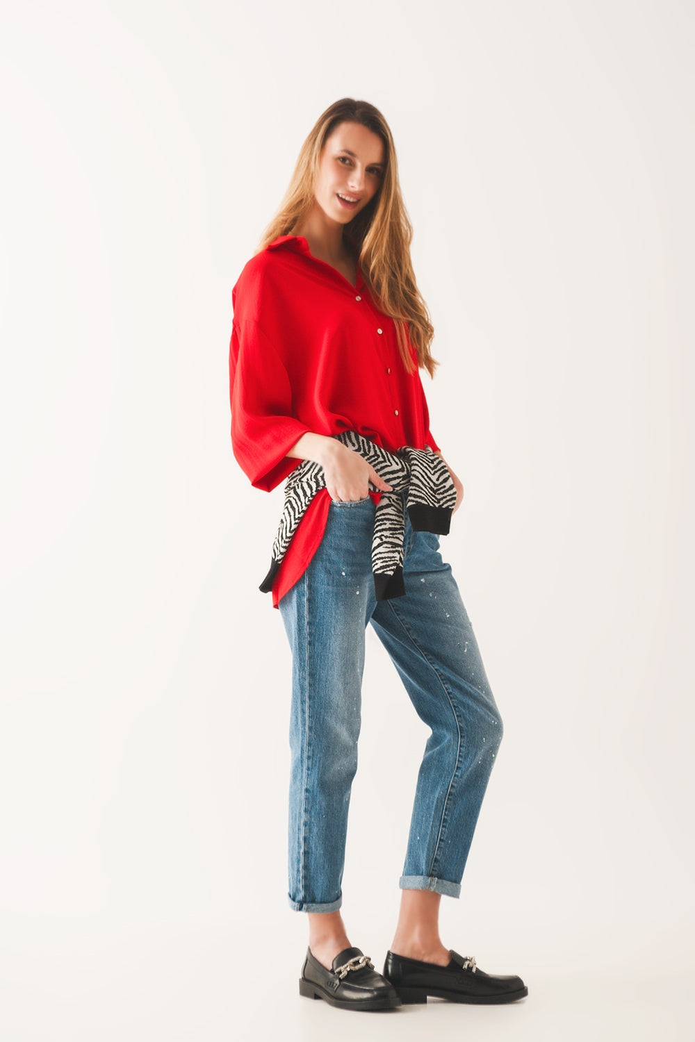 Bleach splatter mom jeans - Denim