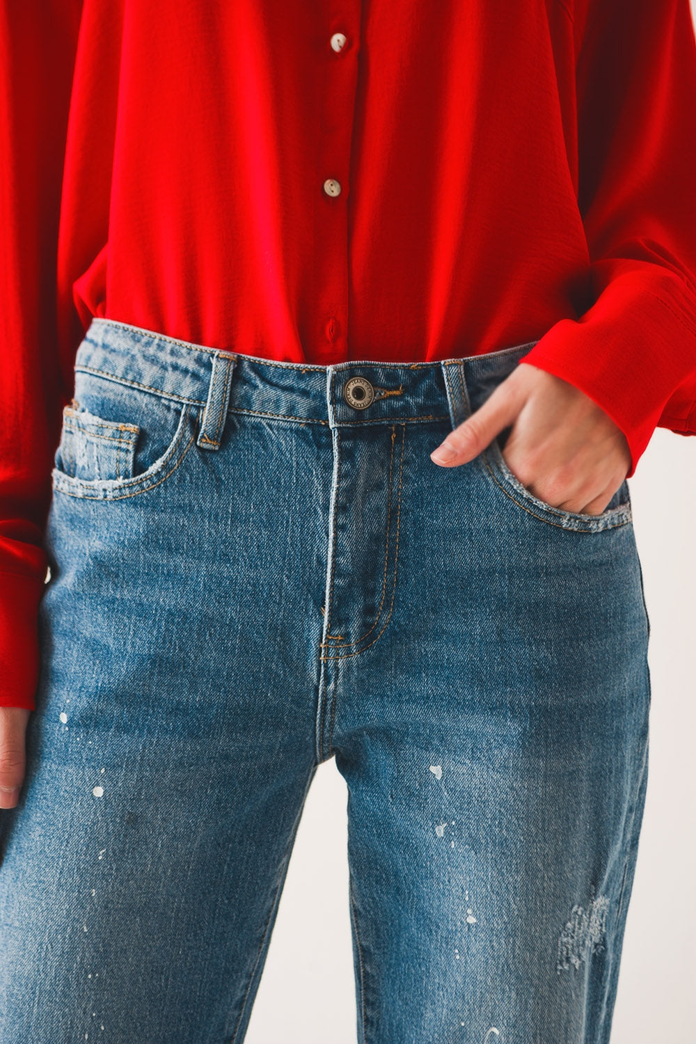 Bleach splatter mom jeans - Denim