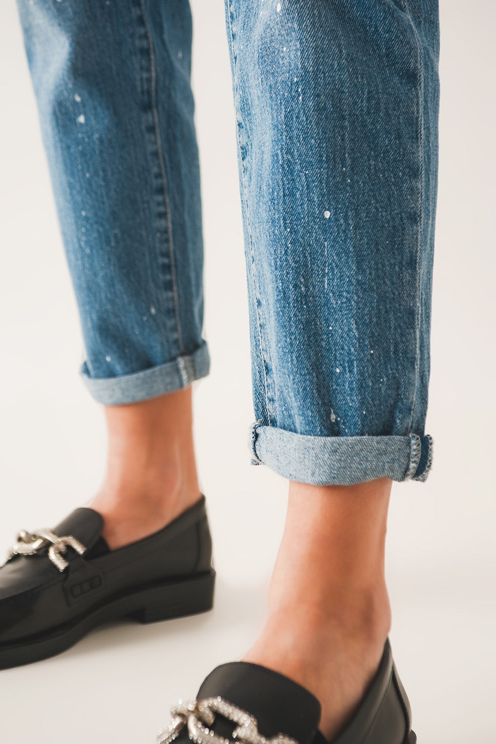 Bleach splatter mom jeans - Denim