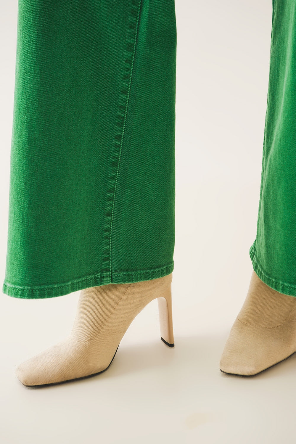 Cotton blend wide leg jeans in green - Coloured Jeans