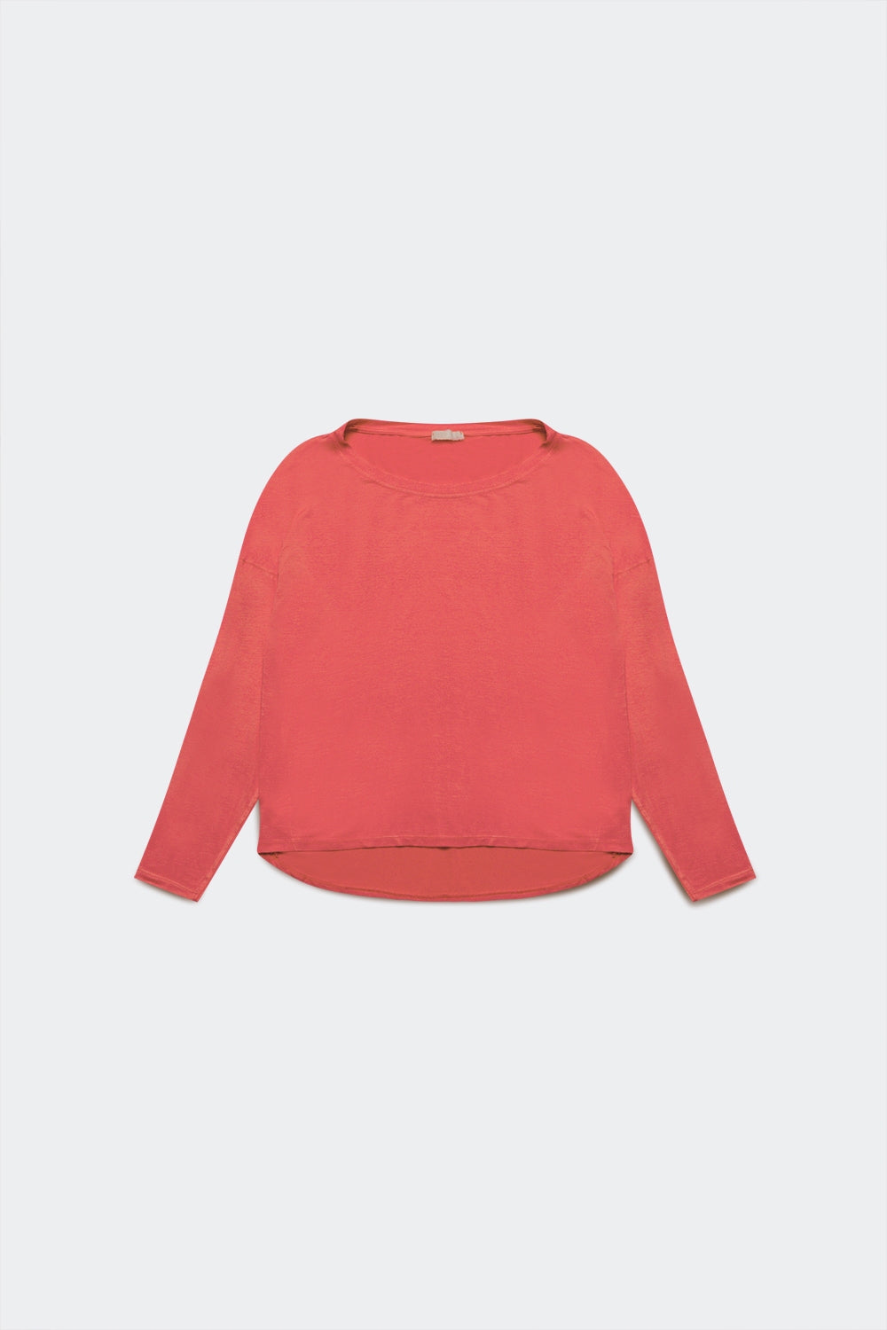 High neck long sleeve top in orange modal - top