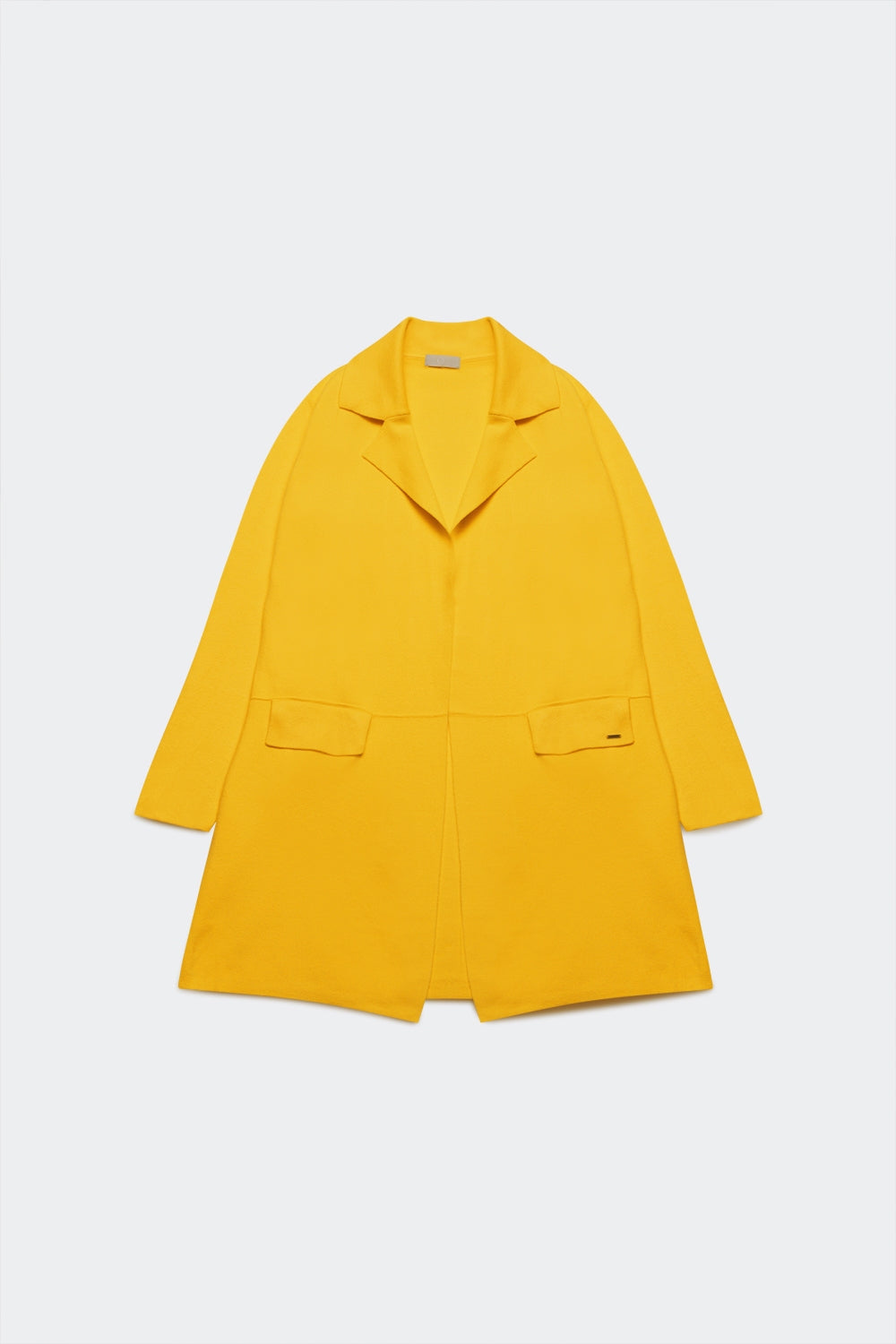 Oversized collar maxi cardigan in yellow