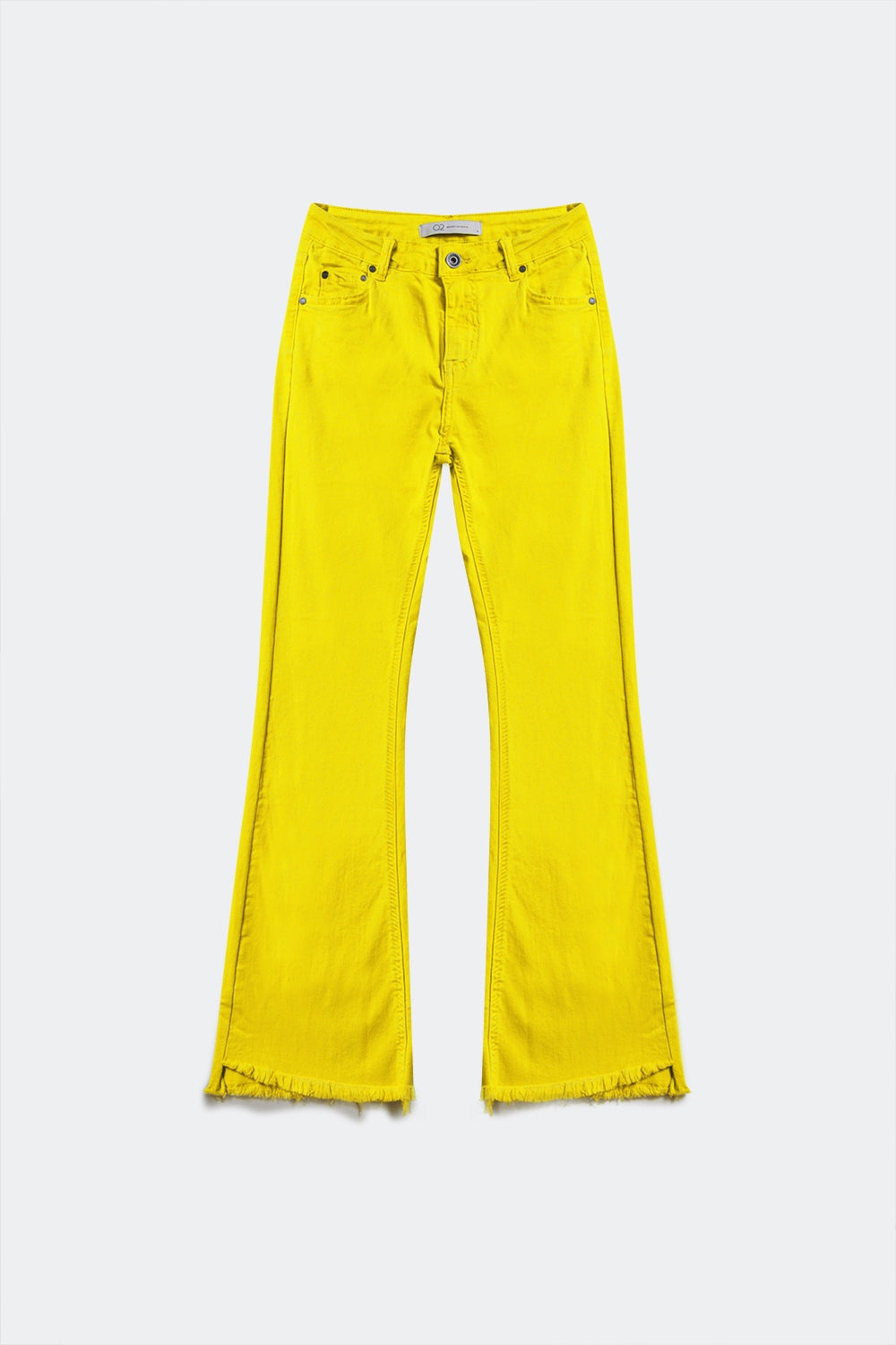 Flare jeans with raw hem edge in yellow - Coloured Jeans