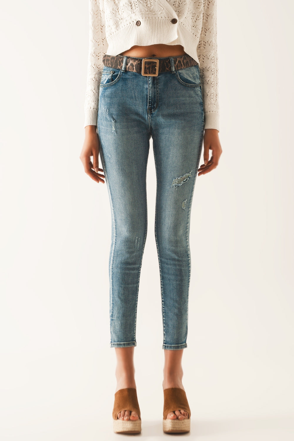 Push up Ripped skinny jean in blue - Denim